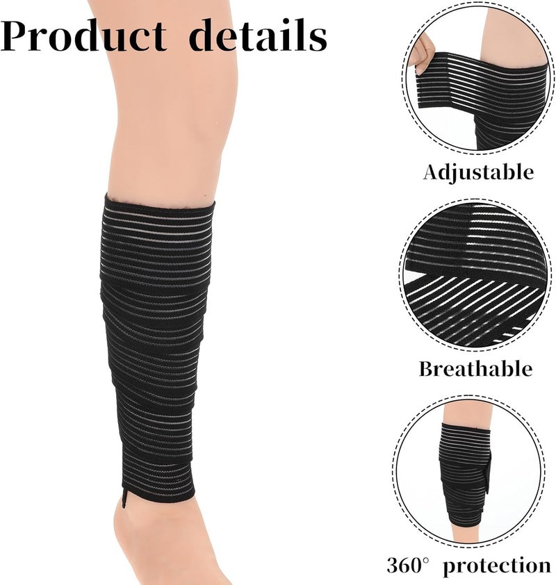Bruislard 2 Pcs Hamstring & Thigh Calf Compression Sleeve Wraps, Adjustable Knee Lower Leg Calf Support Bandage Elastic Compression Sleeve for Men and Women Sport, Black - Image 3